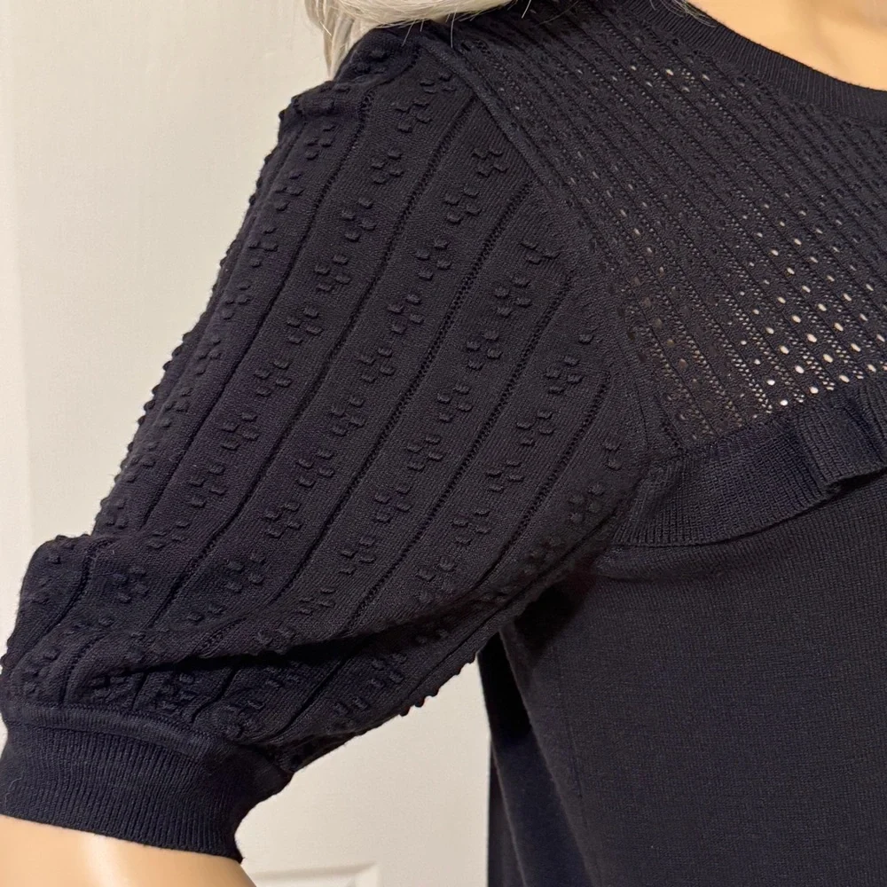 LOFT Blouse Dressy Casual Black Rayon Blouse Shirt Top Sz Small - Picture 7 of 11
